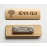 3x1 Bamboo name tag front and back view with magnet