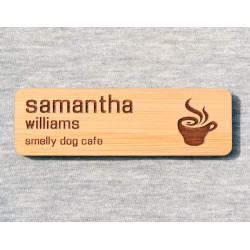 brown paint filled name badge