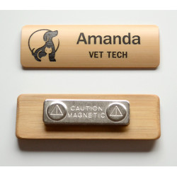 3x1 bamboo name tag with black paint fill