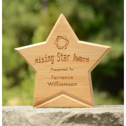 carved bamboo star with custom engraving