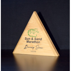 2 color paint filled engraving triangle bamboo award