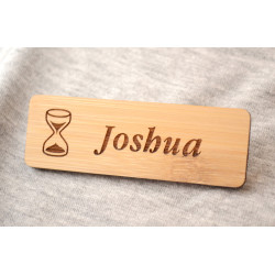 3x1 bamboo name tag with brown paint fill
