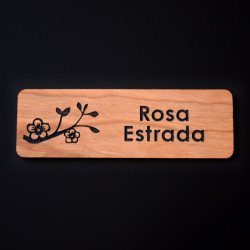 Cherry name tag with black fill