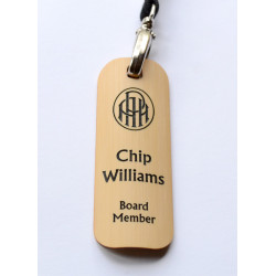 Curved Bamboo Name Badge with Lanyard