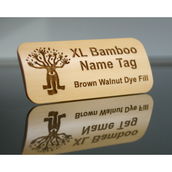 Large bamboo name badge with curved face