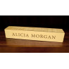 curly maple desk nameplate with walnut lettering