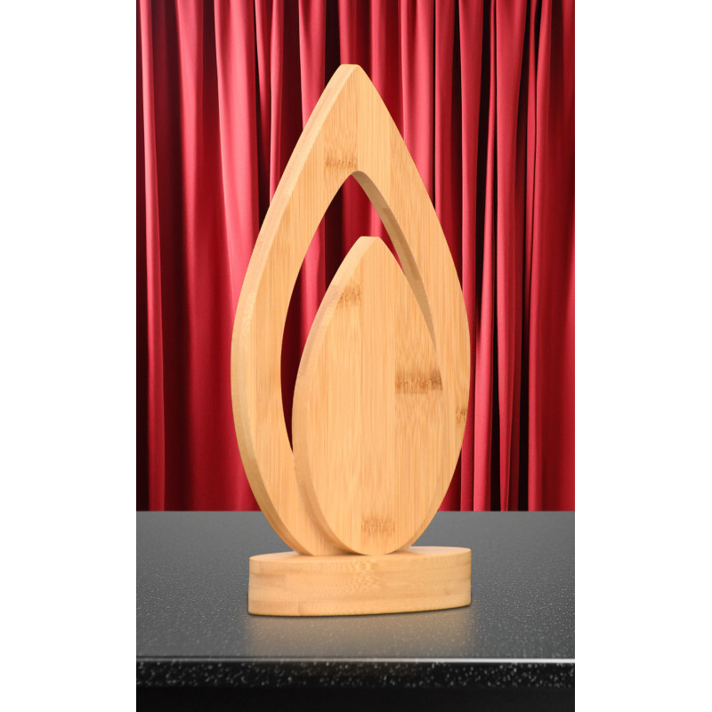Flame Award made from bamboo on award presentation table