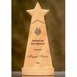 bamboo award with custom engraving and black paint fill