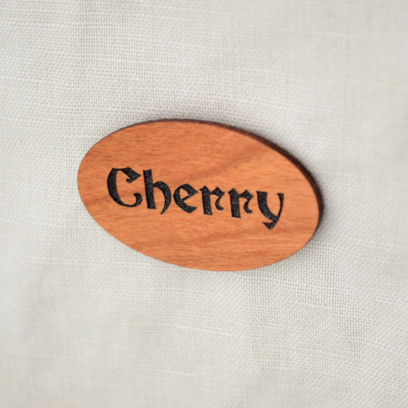 thin cherry hardwood lapel pin
