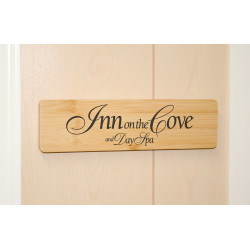 Engraved logo bamboo sign, 11x3 indoor