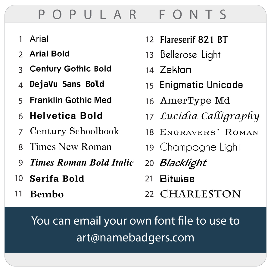 Popular fonts